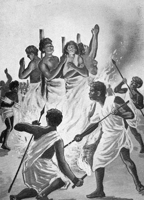 Christian martyrs burned at the stake by Ranavalona I in Madagascar by John Joseph Kilpin Fletcher (1900) (Public Domain)