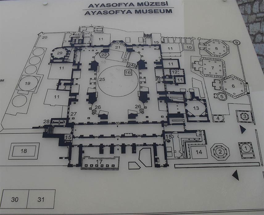 Lay-out of the Hagia Sophia as a museum (Image: Courtesy Micki Pistorius)