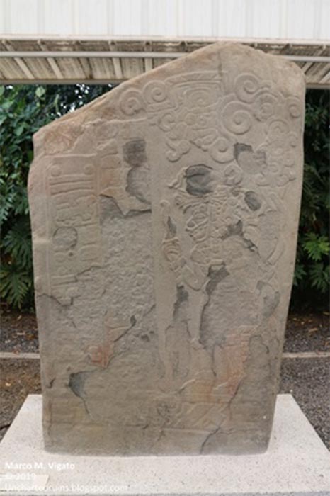 Stela 1 from El Baúl contains one of the earliest long-count date found in Mesoamerica, interpreted as March 6, 37 AD. The rest of the inscription remains undeciphered. (Image: © Marco Vigato)