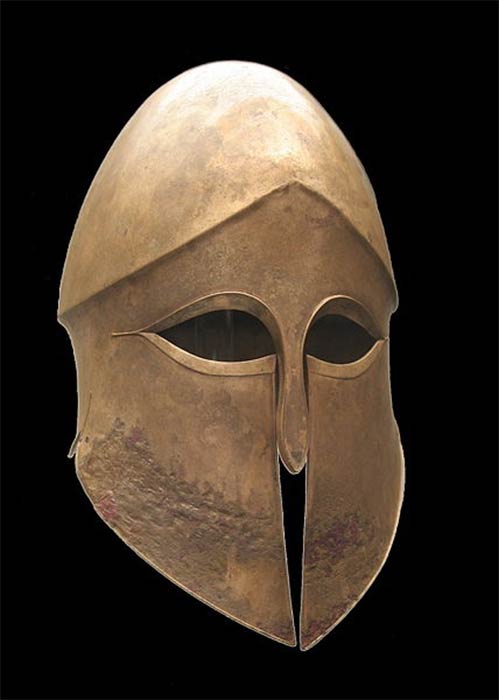This Roman Bronze Corinthian helmet dates to around 500 BC, Staatliche Antikensammlungen (CC BY-SA 3.0)