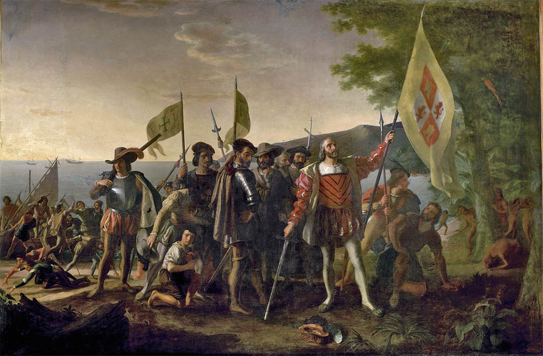 Christopher Columbus landing in the ´West Indies´ on October 12, 1492 by John Vanderlyn. (1847) (Public Domain).