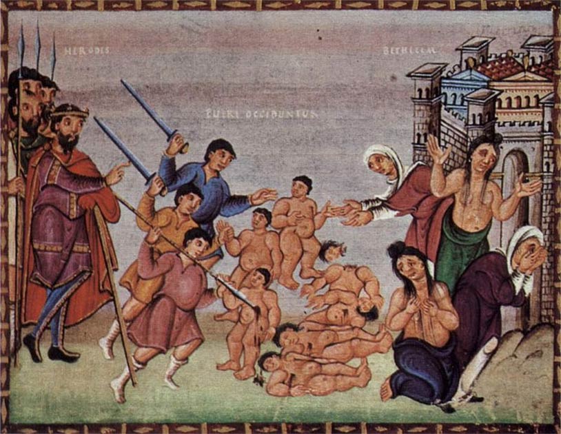 Massacre of the Innocents in Kerald’s Meister des Codex Egberti 10th-century illuminated manuscript (Public Domain)