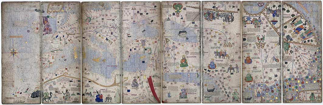 The Catalan Atlas is a Medieval world map, or mappamundi, created in 1375 that has been described as the most important map of the Middle Ages in the Catalan language. (Public Domain)