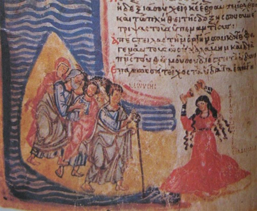 Crossing Red Sea and Miriam dancing by Chludov Psalter (Public Domain)