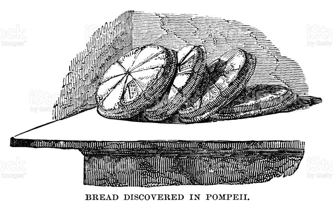 Loaves from Pompeii show similar depressions on their sides signifying that they were tied with a string when baked. (Public Domain)