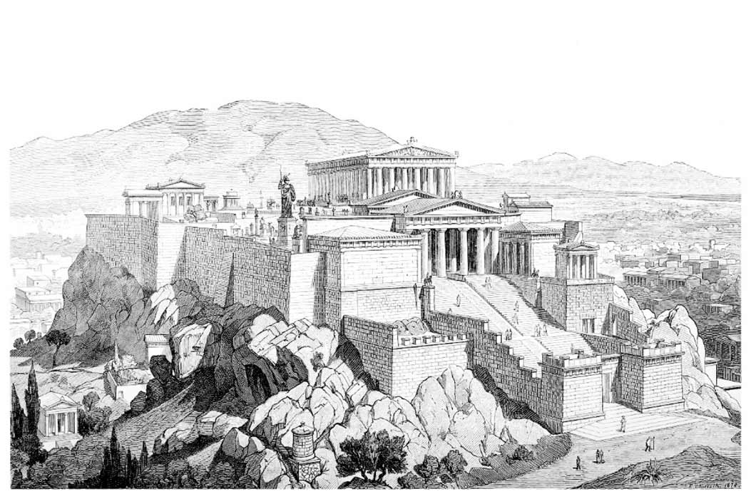 Victorian engraving of the Acropolis at Athens (antiqueimages/ Adobe Stock)
