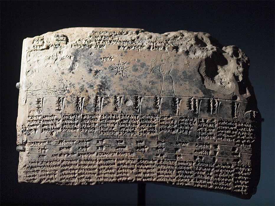 Zodiacal calendar of the cycle of the Virgo Clay tablet Seleucid period (end of first millennium BC) Warka, former Uruk, Southern Mesopotamia (Iraq) (Applejuice/ CC BY-SA 4.0)