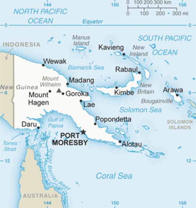 Map of Papua New Guinea (Public Domain)