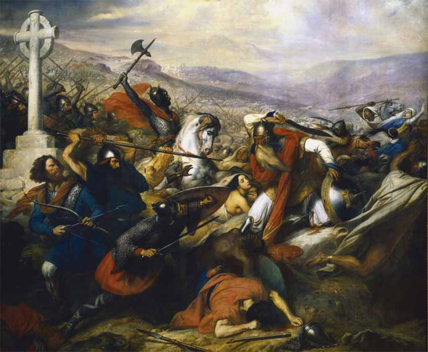 Charles Martel in the Battle of Tours 10 October 732 by Charles de Steuben (Public Domain)