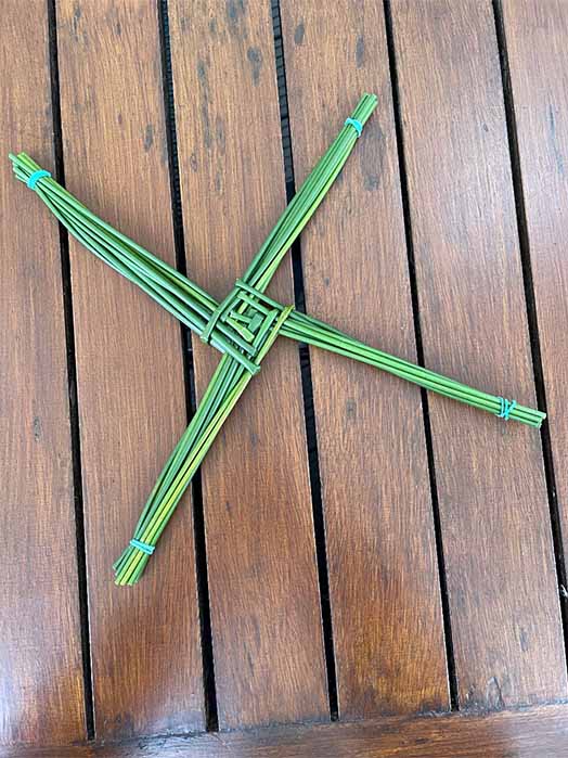 A Brigid’s cross woven out of reeds. It is both a Christian cross and probably an ancient pagan sun symbol (Image: Courtesy Elyn Aviva)