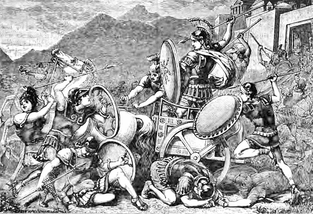 Messenian King Aristomenes keeping the Spartans at bay at Eira (seventh century BC) Edmund Ollier Publication (1882) (Public Domain)