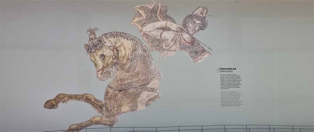 Enlarged version of the mosaic depiction of Penthesilea at the Sanliurfa Amazons Mosaic Museum (Image: Courtesy Micki Pistorius)