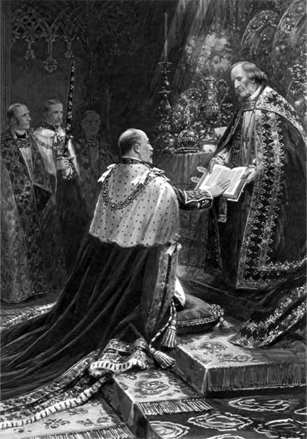 Edward VII taking the oath in 1902 by Samuel Begg - The Illustrated London News (Public Domain)