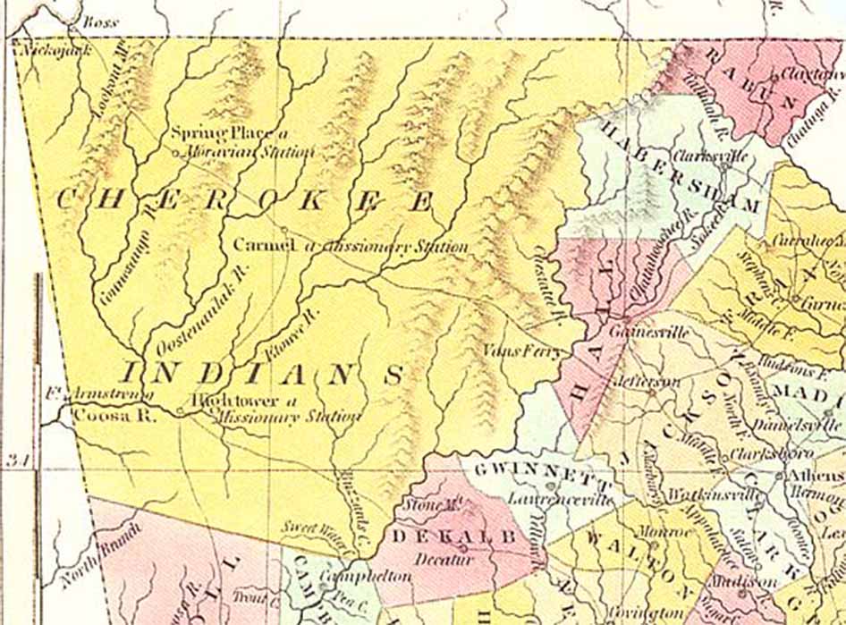 Cherokee lands in 1830. Anthony Finley Co. of Philadelphia (Public Domain)
