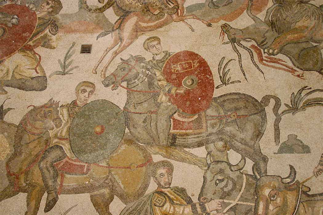 Roman cavalry in Big Game Hunt Mosaic, Villa Romana del Casale, Sicily (4th century AD) (José Luiz Bernardes Ribeiro / CC BY-SA 4.0)