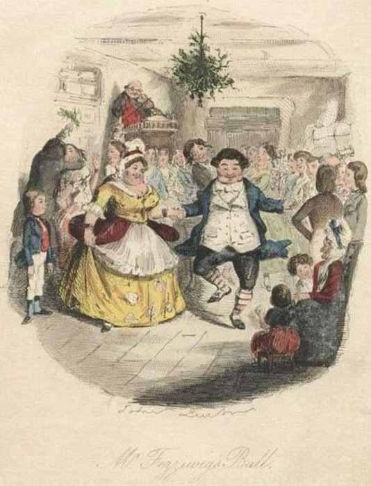 Mr Fezziwig’s Ball, by John Leech from ‘A Christmas Carol’ by Charles Dickens (1843) (Public Domain)