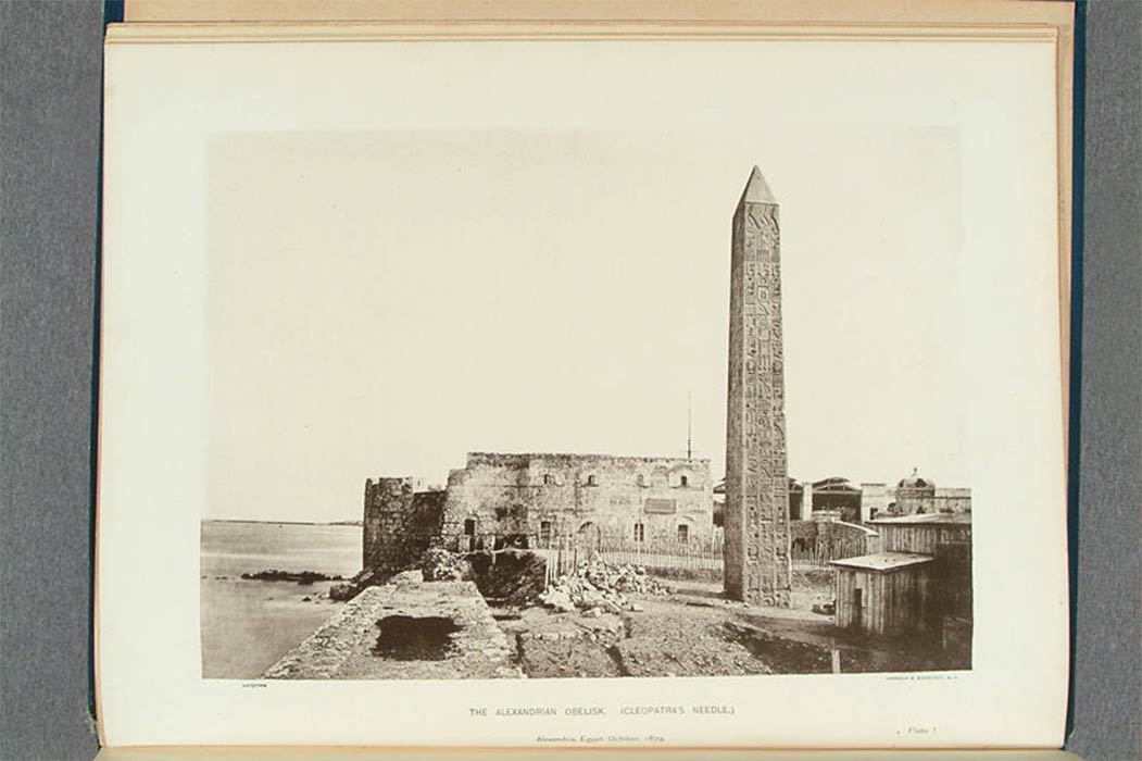 Artotypes of the removal, transport and erection of Cleopatra's Needle from Egypt to the Metropolitan Museum in New York in Egyptian obelisks (Public Domain)