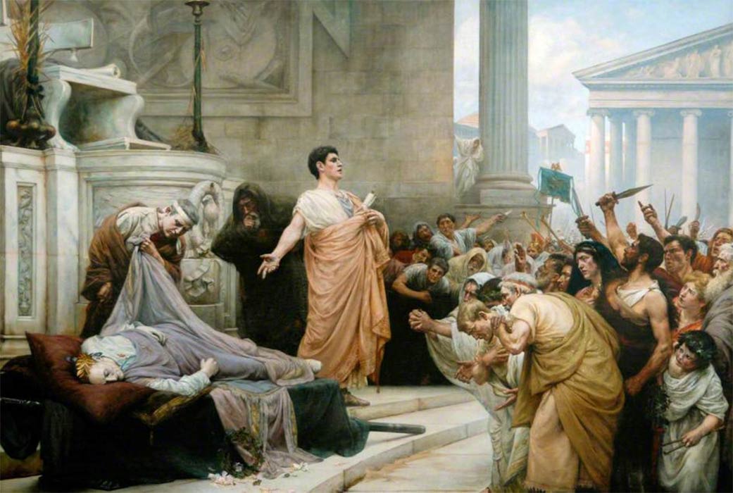 Marc Antony's Oration at Caesar's Funeral" as depicted by George Edward Robertson (Public Domain)