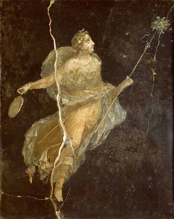 Menade (or maenad) in silk dress, a Roman fresco from the Casa del Naviglio in Pompeii, (first century AD) Naples National Museum. (Public Domain)