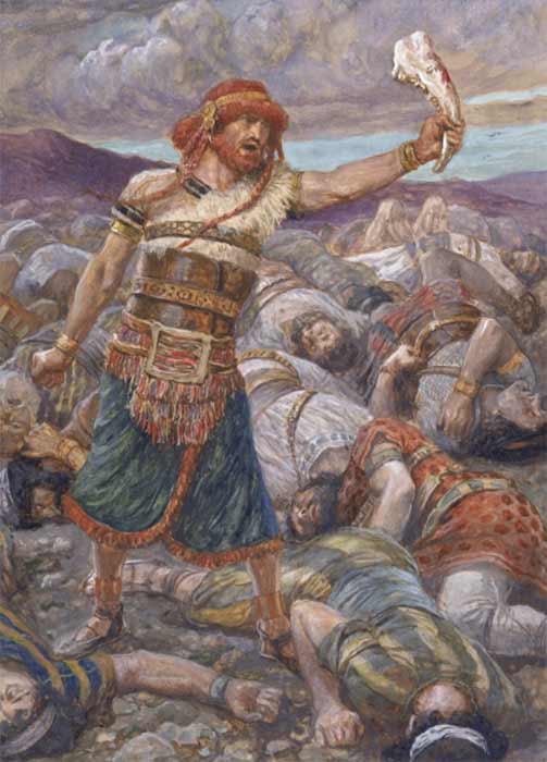 Samson Slays a Thousand Men with the Jawbone of a Donkey by James Tissot (c. 1896–1902) (Public Domain)