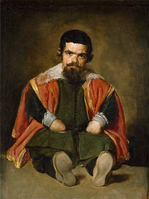 Sebastián de Morra court jester of King Phillip IV of Spain by Diego Velázquez (1645) Museo del Prado (Public Domain)