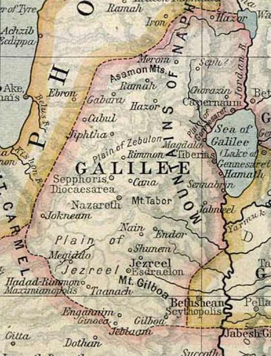 A map of ancient Galilee. The Historical Atlas by William Shepherd (circa 1923) (Public Domain)
