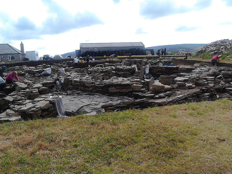 A structure discovered during the dig at the Neolithic Ness of Brodgar site.