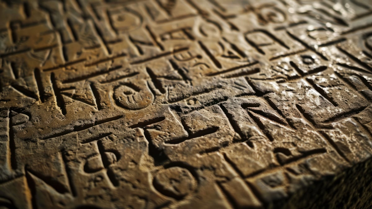 Close up of ancient carved stone.