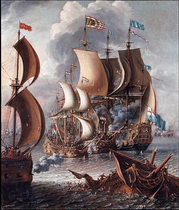 A Sea Fight with Barbary Corsairs by Castro, Lorenzo (after 1681) (Public Domain)
