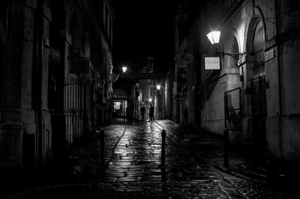 The dark streets of Bristol, England. When darkness descended on Mischief Night, children traditionally got up to no good.