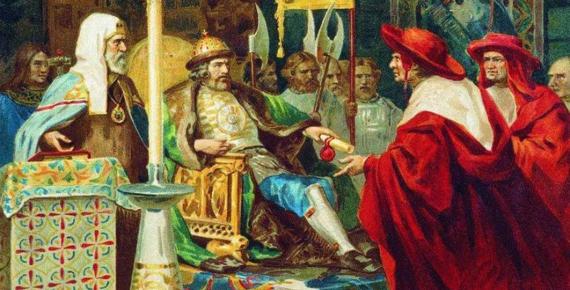The envoys of the Roman Pope attend Alexander Nevsky by Henryk Siemiradzki (1870) (Public Domain)