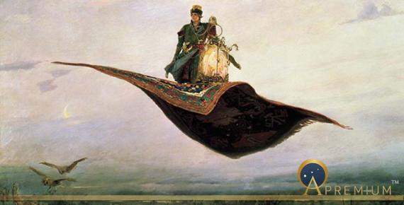 The Flying Carpet, a depiction of the hero of Russian folklore, Ivan Tsarevich 1880 by Viktor Vasnetsov (Public Domain)