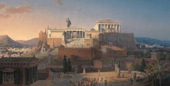 Depiction of Areopagus (Athenian governing council) with Acropolis in the background by Leo von Klenze  (1846) (Public Domain)