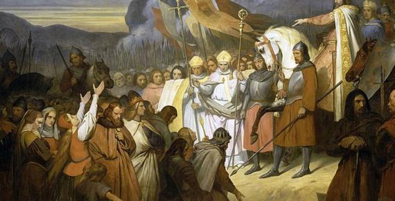Charlemagne receiving the submission of Widukind at Paderborn in 785, by Ary Scheffer (1840) (Public Domain)