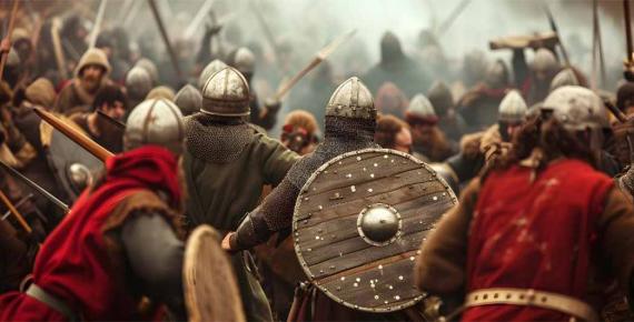 Representation of Anglo-Saxon warriors in battle. Source: Sarah / Adobe Stock