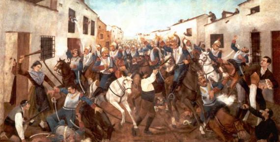 Spanish guerrilla resistance to the Napoleonic French invasion of Spain at the Battle of Valdepeñas (Public Domain)