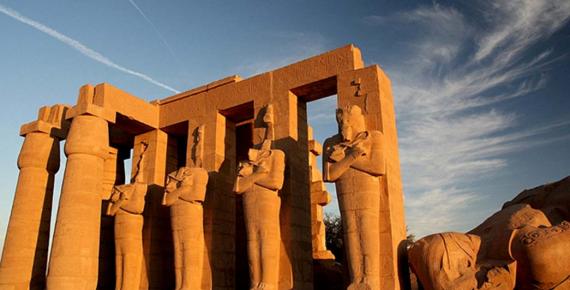 The Ramesseum witnessed high drama during the workers' protest against the third king to bear the name, Ramesses. Pictured here are headless Osiride statues of Ramesses II.