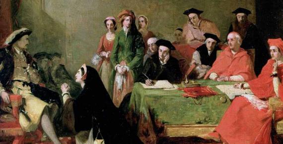 The Trial of Queen Catherine of Aragon, by Henry Nelson O'Neil (1846–1848, Birmingham Museums) (Public Domain)