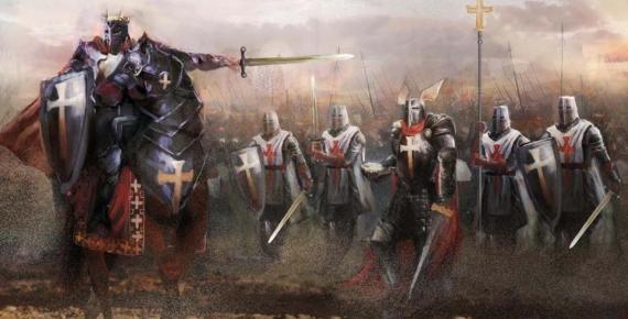 Crusaders marching to concord enemy ( vukkostic/ Adobe Stock)