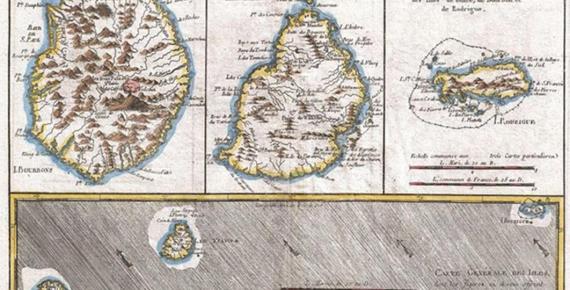 1780 map of the Mascarenes; Reunion, Mauritius, and Rodrigues (Public Domain)
