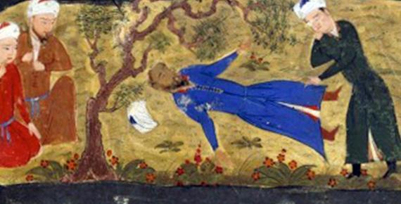 Death of Muhammad II of Khwarezm. From Jami' al-tawarikh by Rashid-al-Din Hamadani. (Public Domain)