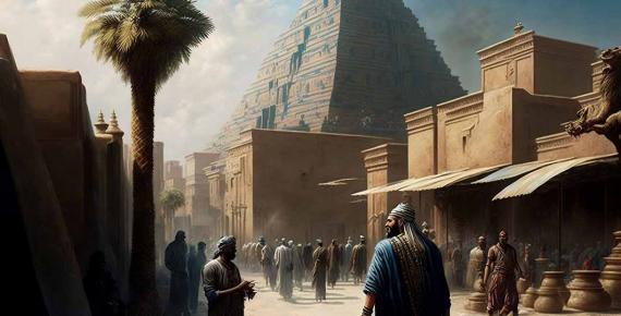 Artist’s impression of ancient Akkadian city with a temple ( jambulart / Adobe Stock)