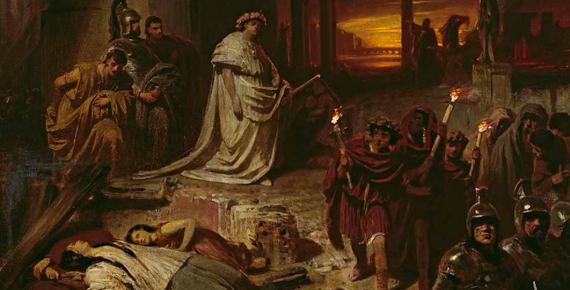 Nero after the burning of Rome by Karl von Piloty (before 1886) Lenbachhaus (Public Domain)