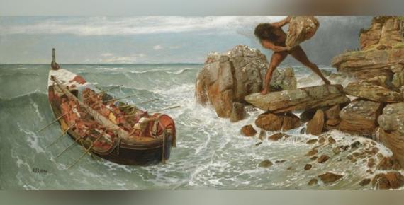 Odysseus and Polyphemus (1896) by Arnold Böcklin: Odysseus and his crew escape the cyclops Polyphemus. (Public Domain)
