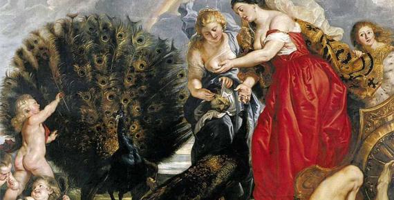 Hera and her pet peacocks. Juno and Argus by Peter Paul Rubens (circa 1611) Wallraf-Richartz-Museum (Public Domain)