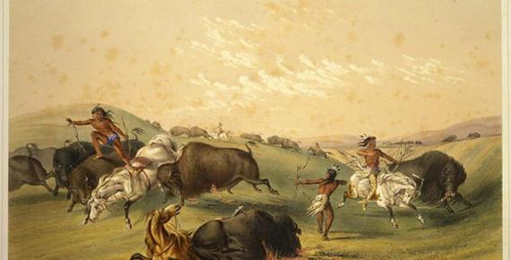 Buffalo Hunt: A Numerous Group by George Catlin 1844.