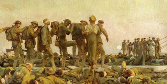 John Singer Sargent's Gassed presents a classical frieze of soldiers being led from the battlefield - alive, but changed forever by individual encounters with deadly hazard in war. 