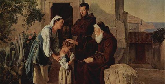 At the Monastery Gate by Ferdinand Georg Waldmüller (1846)