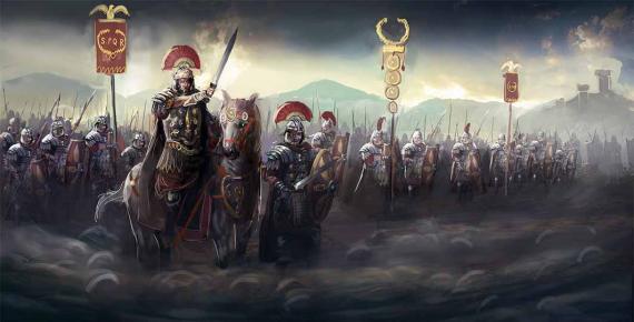 Roman soldiers on the march and their general (vukkostic /Adobe Stock)