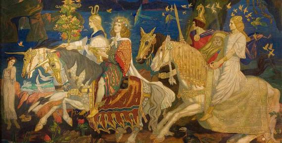 The Tuatha Dé Danann as depicted in John Duncan's Riders of the Sidhe (1911) (Public Domain)